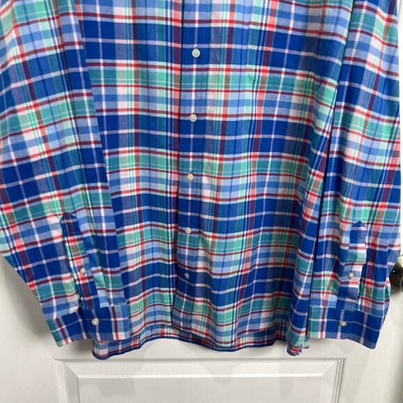Vineyard Vines Big Blue Plaid Stretch Button Down Shirt Blue Men's 4XB Big - Picture 2 of 8